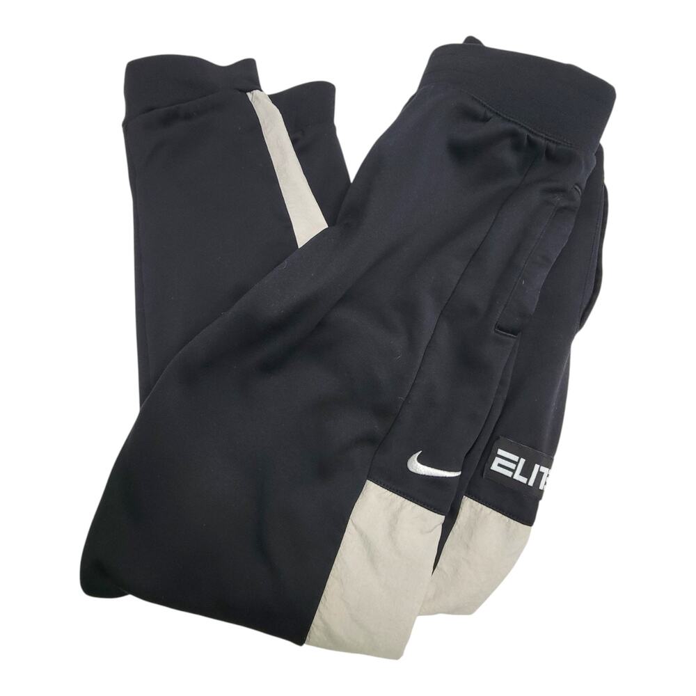 Nike Elite Therma-FIT Boys XL Youth Black Gray Fleece Basketball Jogger Pants